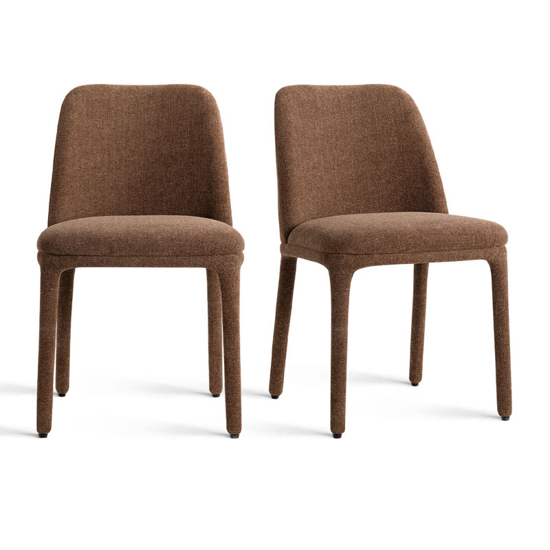 19.5" Seat Height Upholstered Fabric Dining Chair, Brown