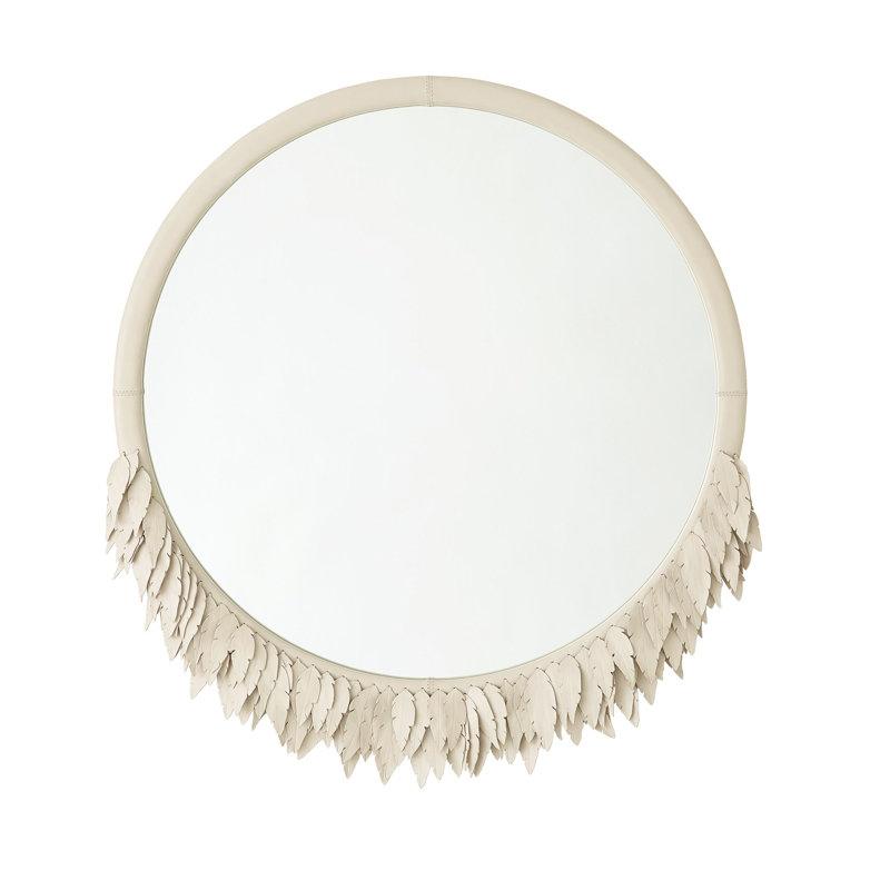 Emily Round Engineered Wood Wall Mirror, White
