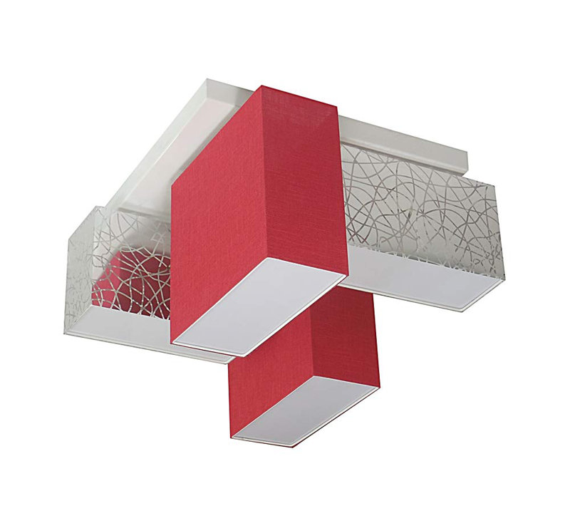 Partida Fabric Semi Flush Mount, Silver/Red