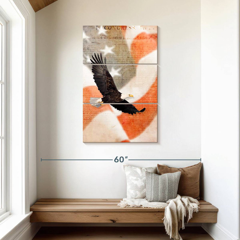 Brampt US Flag Bald Eagle, 45" H x 28" W