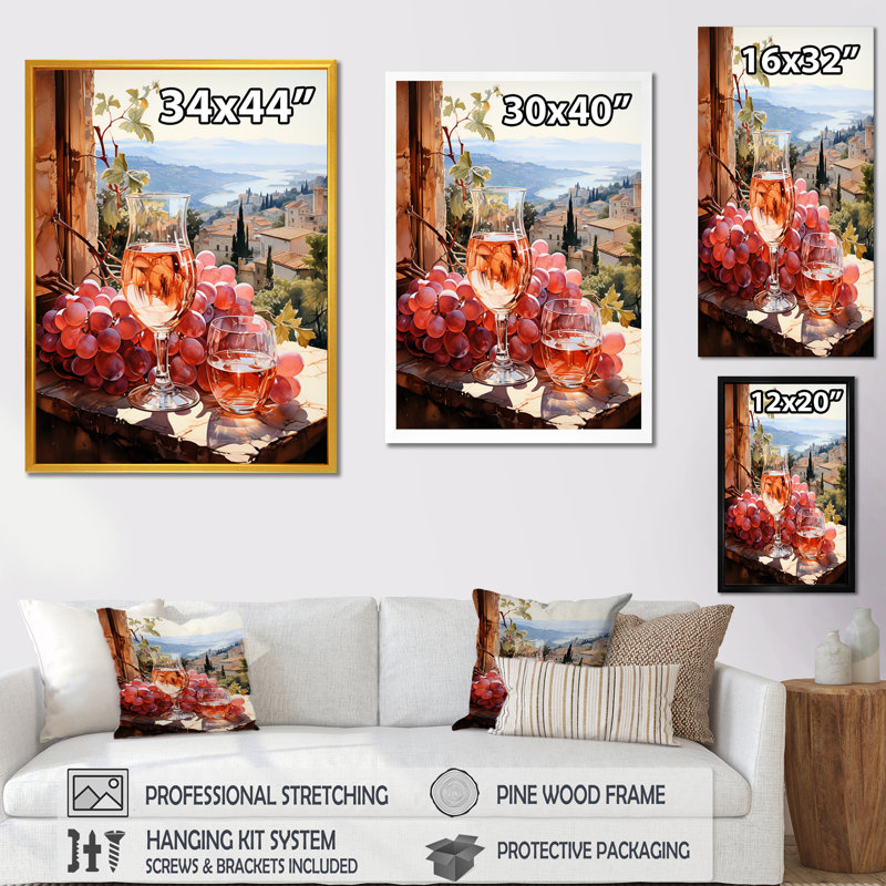 Vineyard Gentle Impression I - vin, art mural, H 20 po x l 12 po x P 1 po, Toile tendue