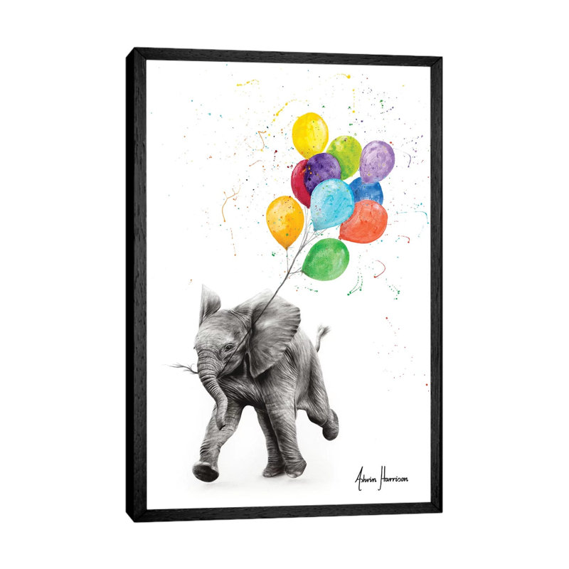 Elephant Freedom by Ashvin Harrison - Print on Canvas, Black Framed, 101.6 cm H x 66.04 cm W