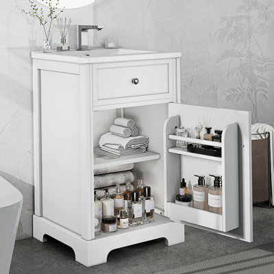 Meuble-lavabo blanc 20 po avec porte à fermeture douce
