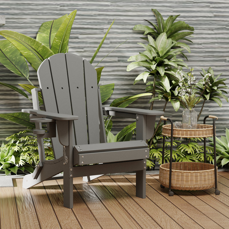 Selevae Foldable Outdoor Adirondack Chair, Gray