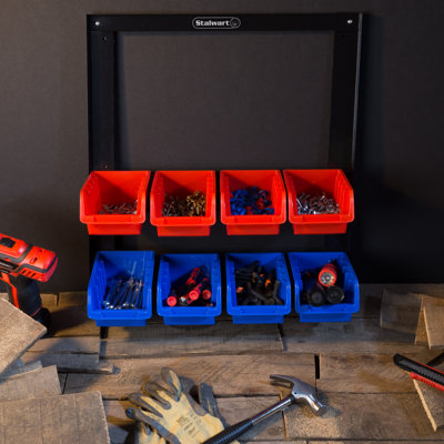 Rangement mural à 8 compartiments pour outils, quincaillerie, artisanat et fournitures de bureau