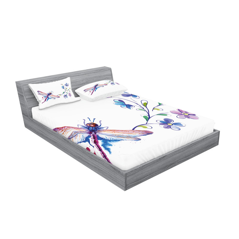 Drap-housse et coussin décoratif Ambesonne - vert, mauve et bleu, Full Sheet Set + 5 Additional Pieces