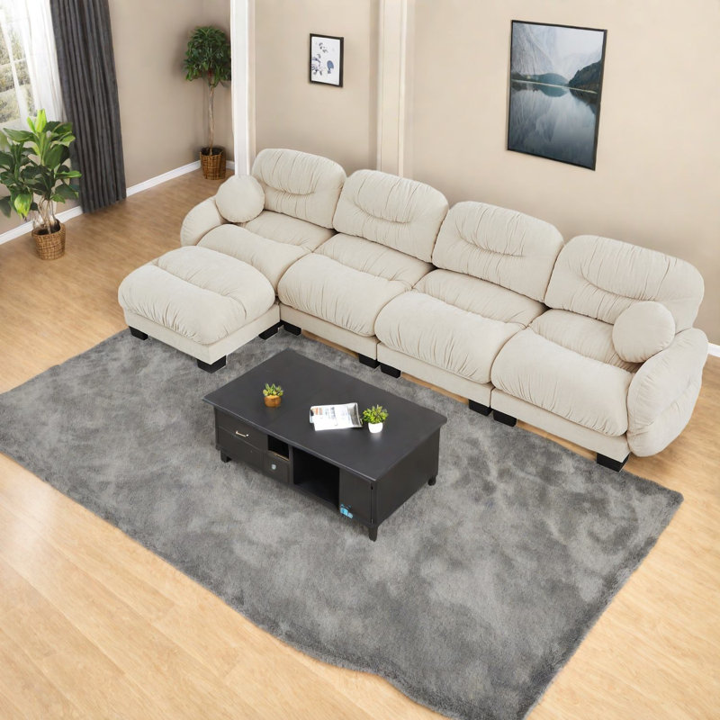 Compression Cozy Sectionals Chenille Modular Modern Home Sofa