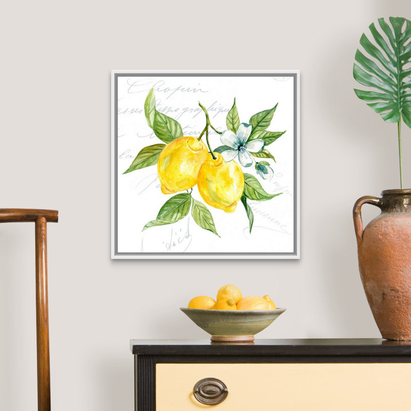 Lemon Squeeze I - reproduction d'art sur toile, Cadre flottant blanc, H 21,7 po x l 21,7 po x P 1,75 po