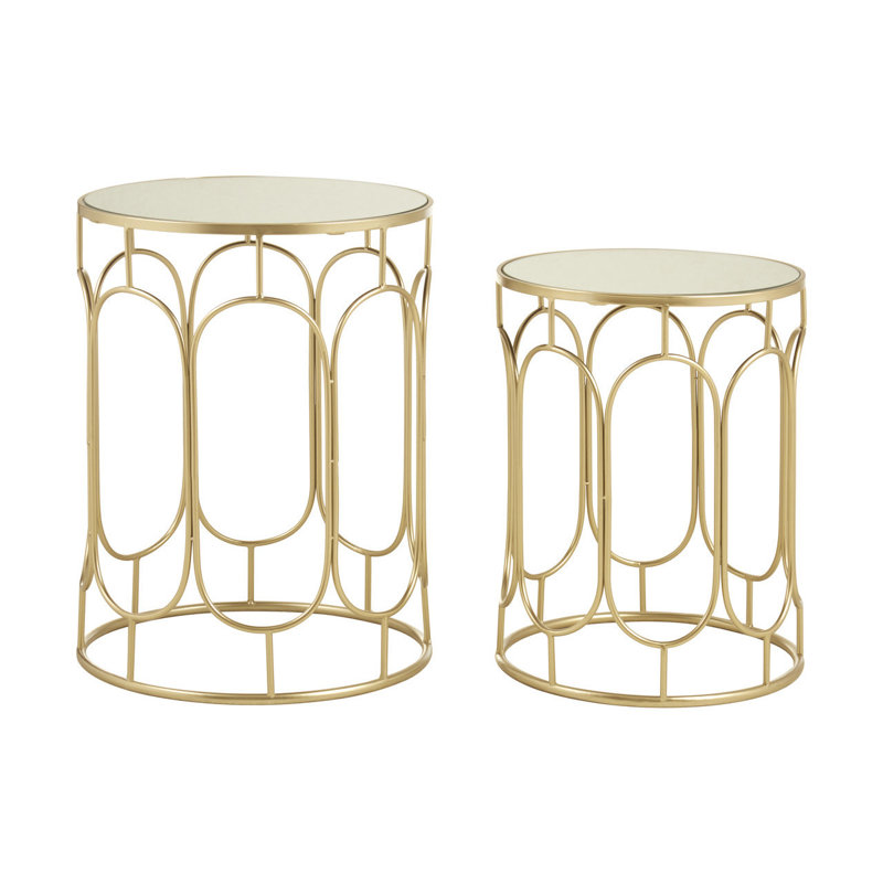 Elmdale Glass Top Drum Nesting Tables