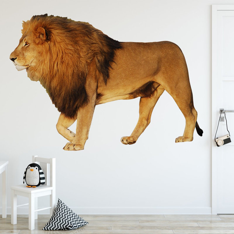 Décalcomanie murale pour animaux lion africain, H 20 po x l 30 po x P 0,01 po
