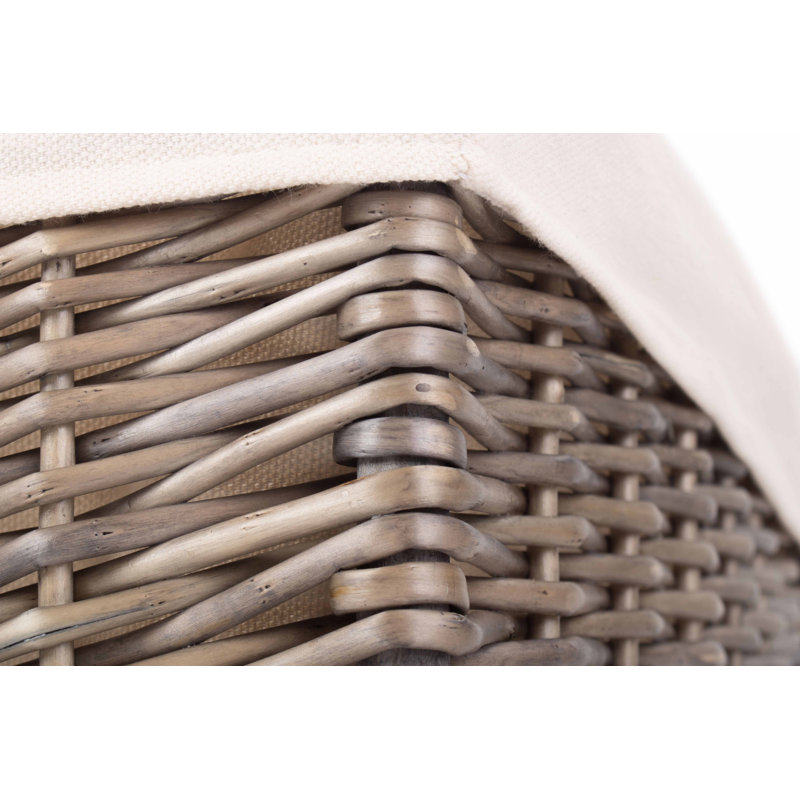 Square Wicker Storage Basket with Lining, 23cm H x 34cm W x 34cm D, Antique Wash/White