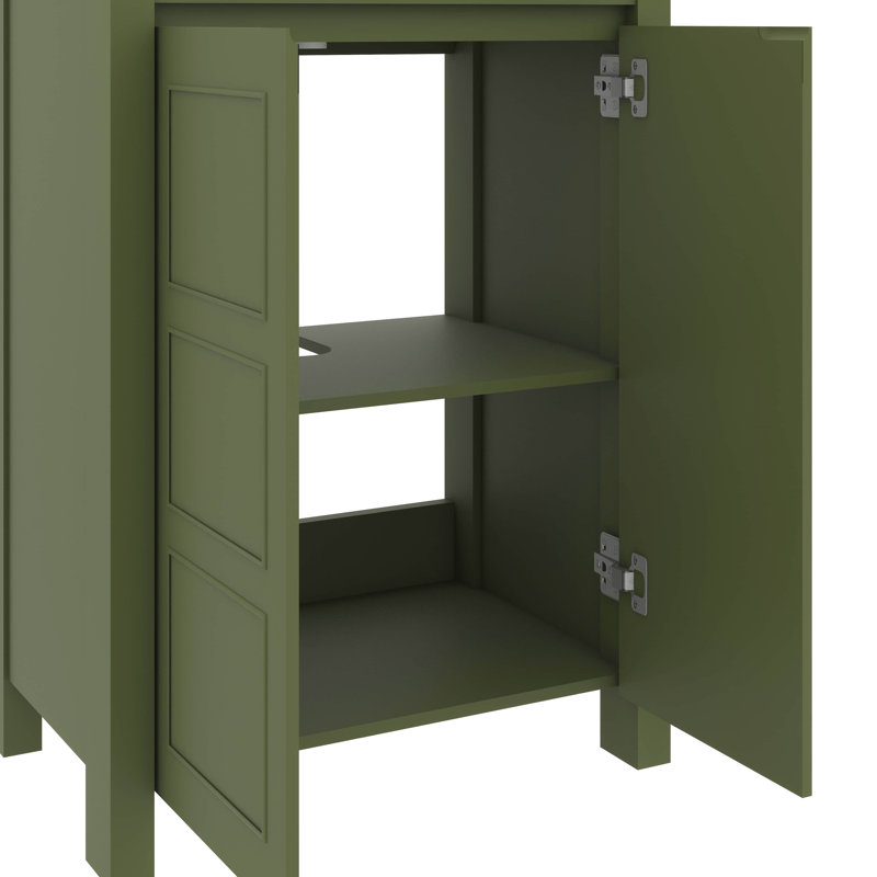 Ensemble de petit meuble-lavabo classique avec lavabo en céramique Classic Elegance, Vert olive