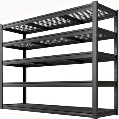 72" W X 20" D X 72" H Garage Shelving Heavy Duty , 5 Tier Metal Storage Shelves，Adjustable Industrial Shelving