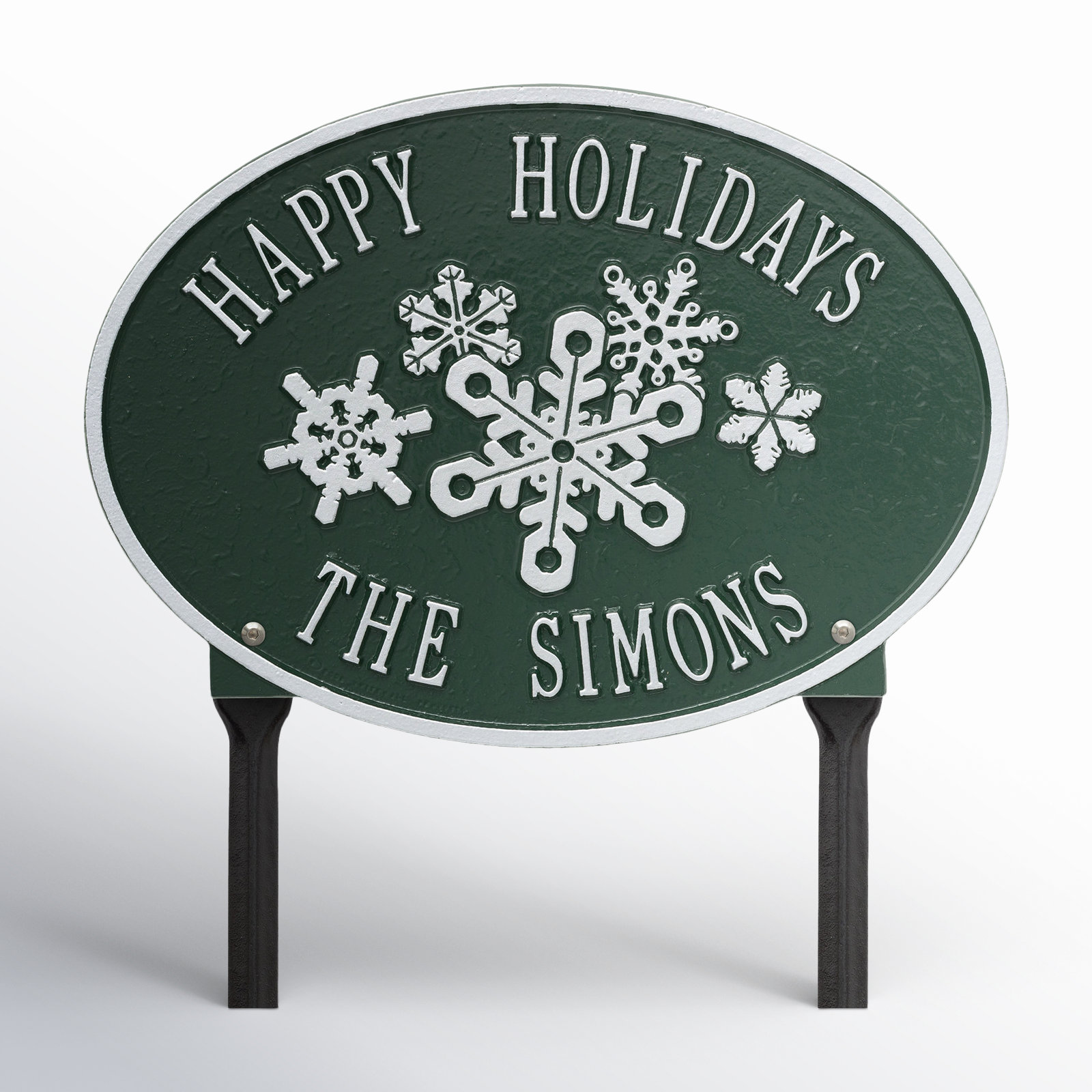 Snowflake Oval Garden Stake, Green/Silver, Yes