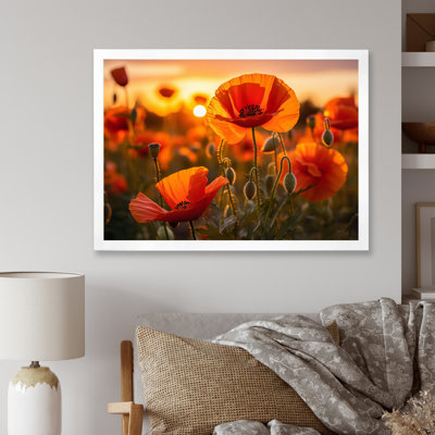 «Red Poppies Field With Sunset I», reproduction sur toile