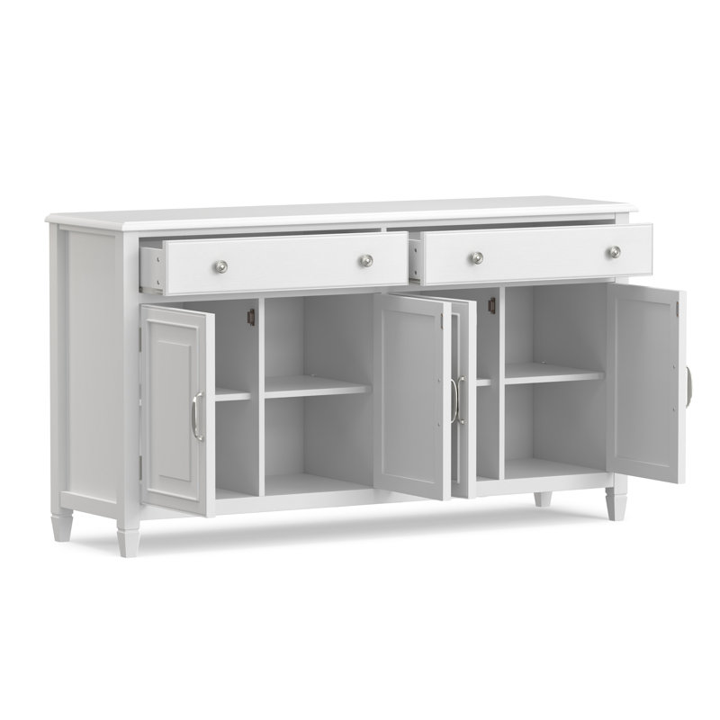 Grande armoire de rangement en bois massif avec tiroirs l 67 po Connaught, White
