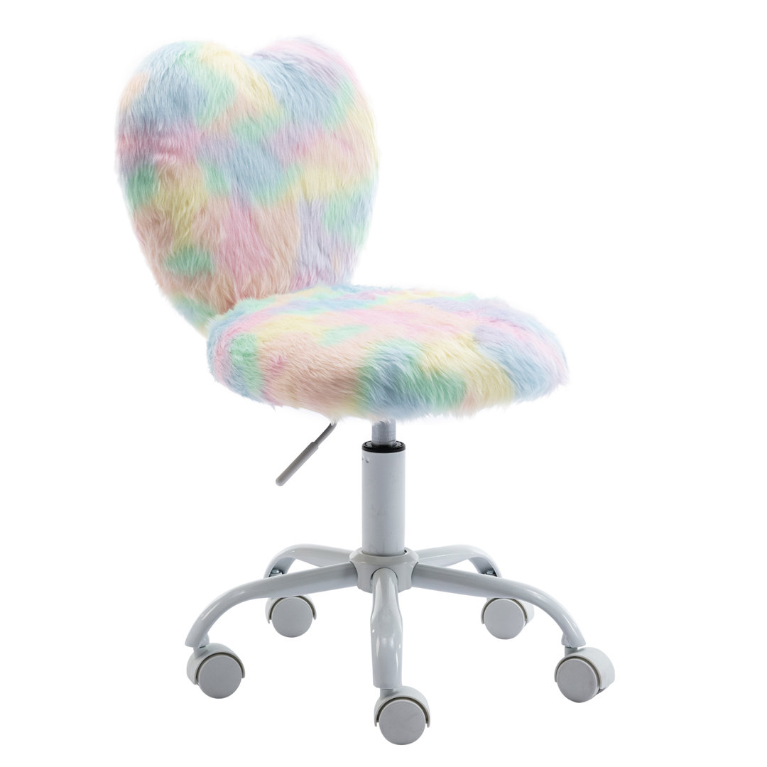 Lentz Upholstered 19'' Swivel Adjustable Height Novelty Chair, Faux Fur Kids Chair Gemma Violet 