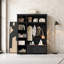Arbre d'entrée blanc 3-en-1 avec armoire, tablettes réglables, crochets et banc-1924696842