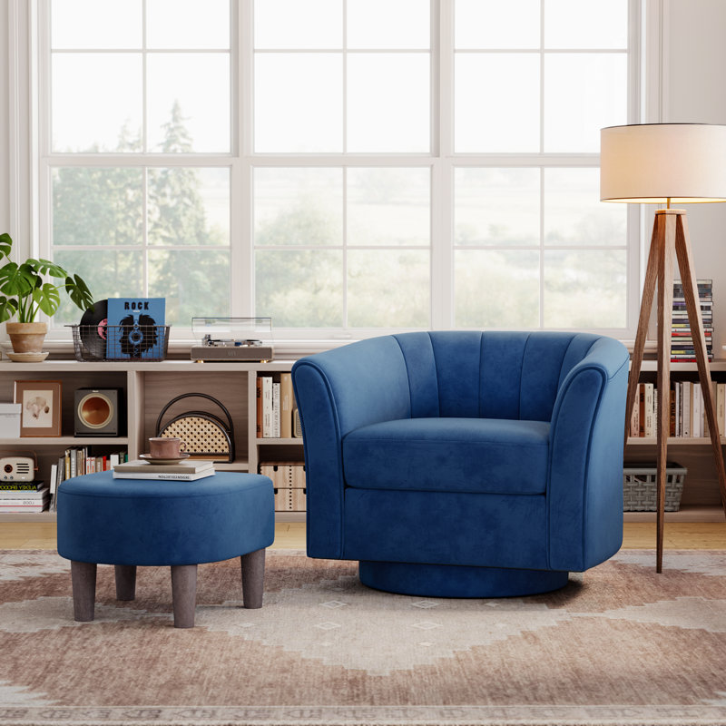 Fauteuil d'appoint pivotant avec repose-pieds Torince, H 26 po x l 31,6 po x P 27,3 po, Finn Finn