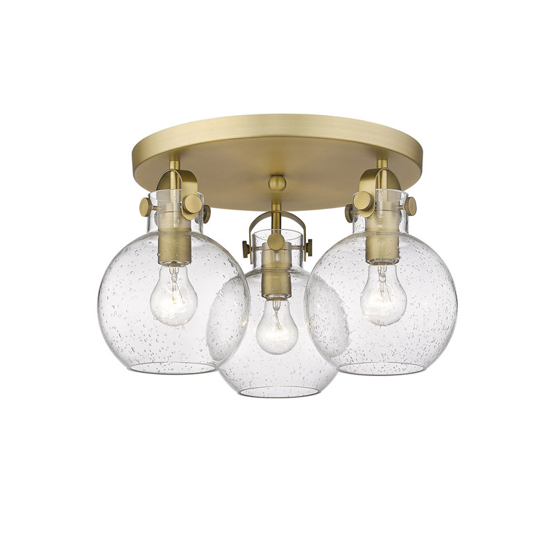 Plafonnier encastré 3 lumières Slocomb, Laiton brossé, Bullé