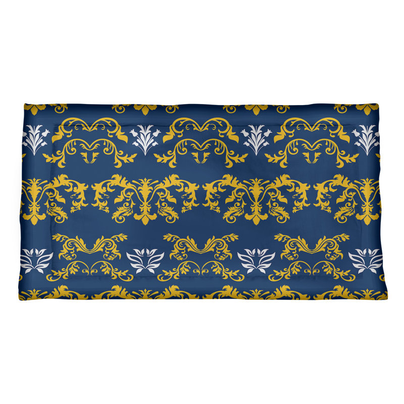 Football Baroque Pattern Pillow Sham, King, Blue/Yellow/White, Polyester