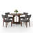 47in Round Dining Table and 4 T-Shape Upholstered Chairs Set, Oak/Walnut/Marble Pattern Finished Table & Chairs, Farmhouse for Kitchen-469367911-469367910-469368730