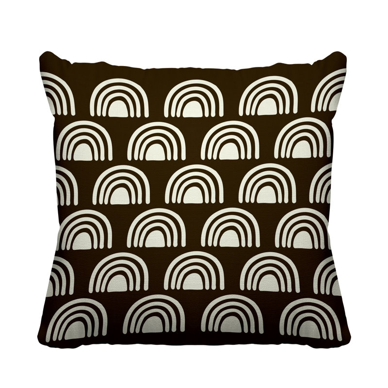 Coussin décoratif à motif abstrait, L 17 po x H 17 po, Brun