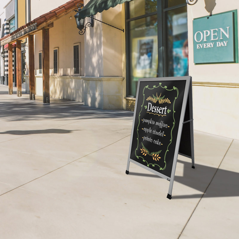 A-Frame Sidewalk Chalkboard, 3' 6" H x 2' W, Clear, Satin, Anodized Aluminum
