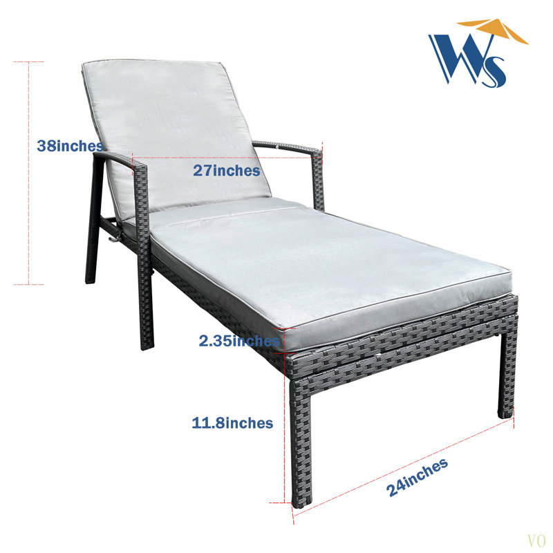 Chaise longue d'extérieur en rotin et osier, Gris, Gris