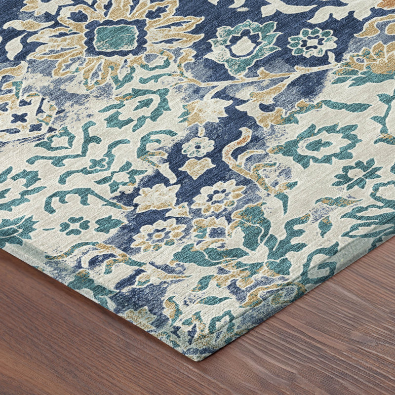 Machine Washable Indoor/Outdoor Chantille ACN2584 Traditional Rug, Navy, 2'6" x 3'10"