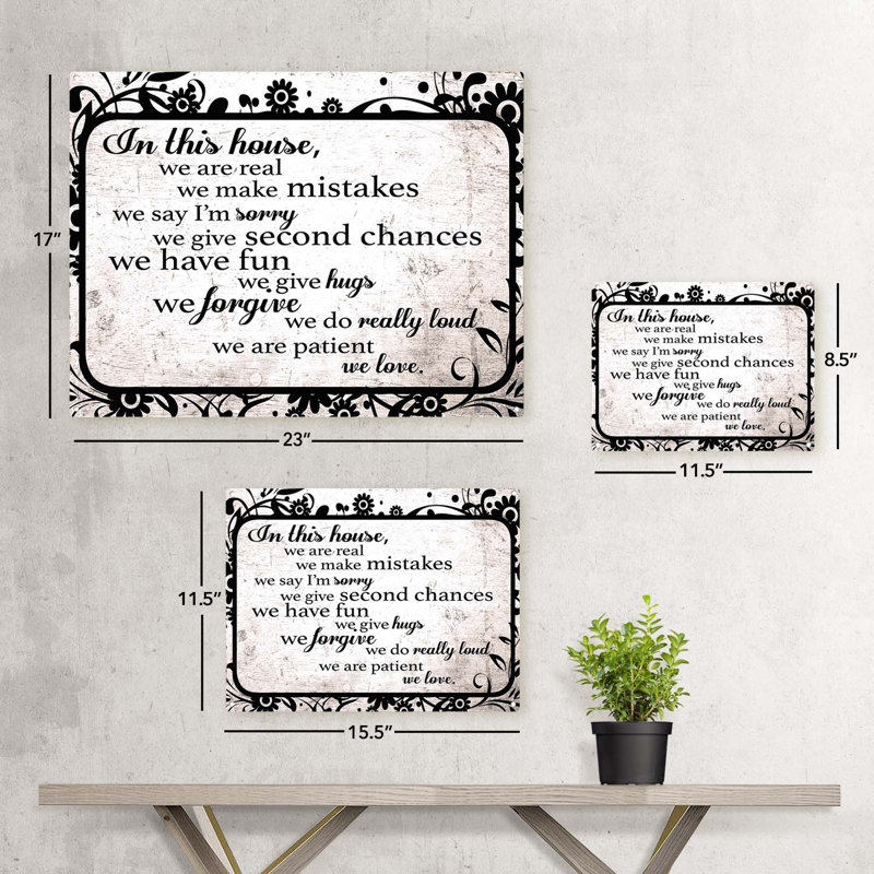 «In This House Family Rules To Live On», reproduction sur métal, H 11,5 po x l 15,5 po x P 0,04 po