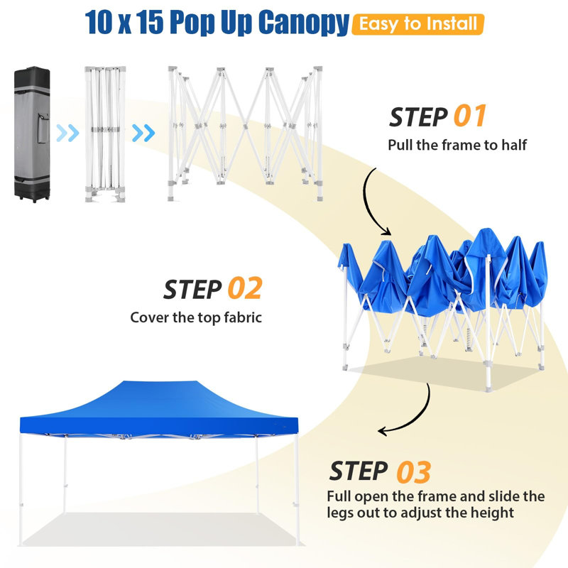 Tente d'auvent 10 x 15 Pop Up, Bleu