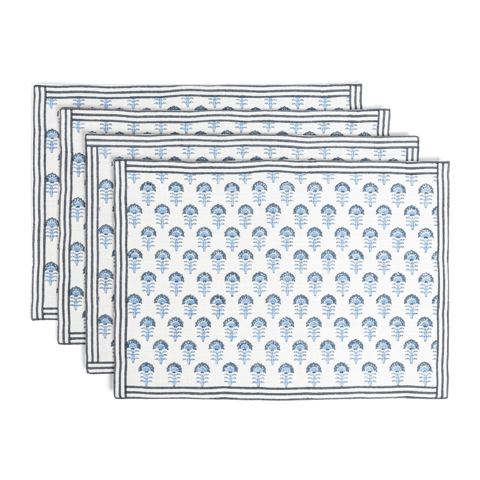 over&back Set of 4 Hand-Blocked Placemats - 100% Cotton - Machine Washable - Kitchen and Home Décor & Reviews | Wayfair
