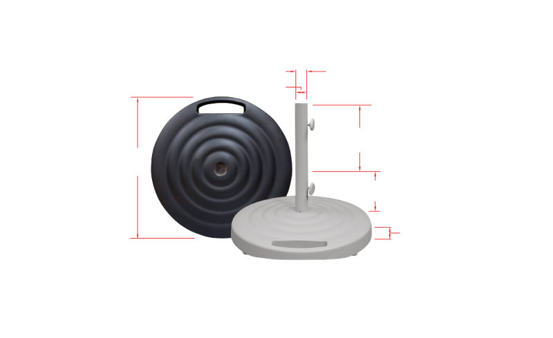 Monaco Round Cast Aluminum Base With Wheels And Handle, White
