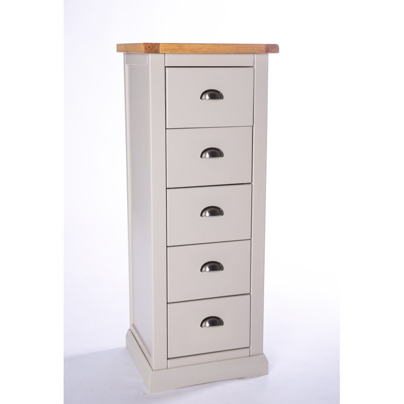 Cristopher 45cm W 5 - Drawer Chest of Drawers, Chrome, Grey/White