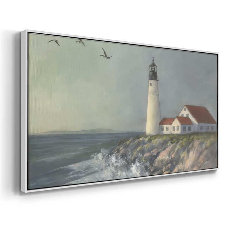 Coastal Sounds - Toile tendue avec châssis encadré - Prêt à être accroché, H 21 po x l 41 po, Blanc