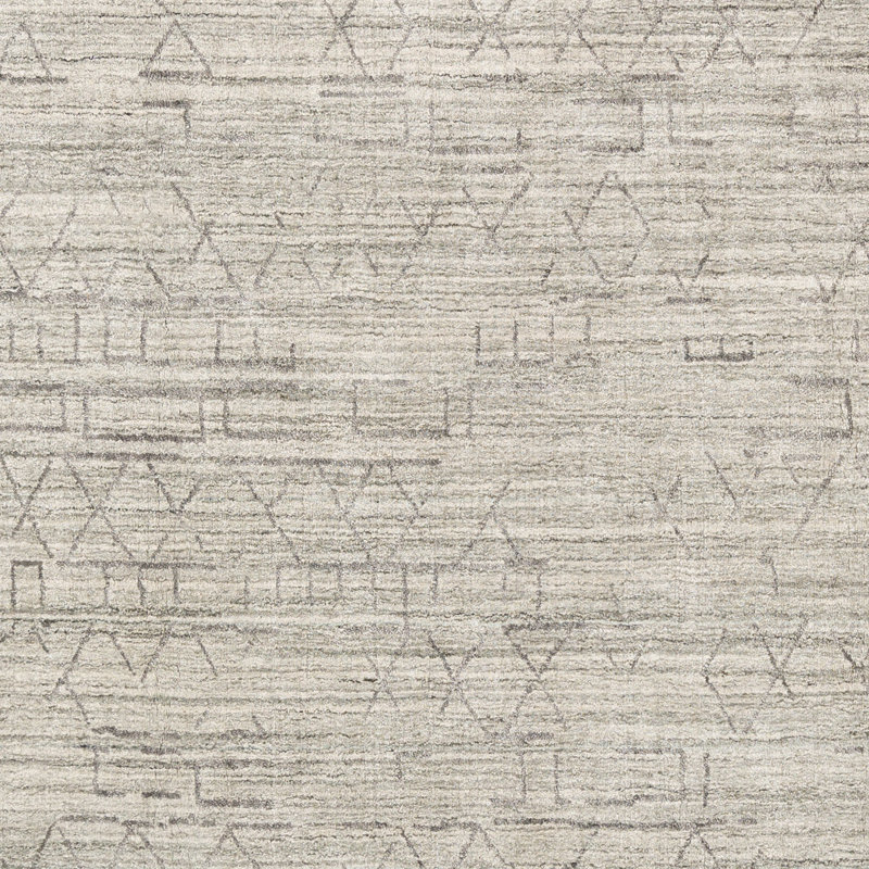 Geometric Hand-Knotted Wool Taupe/Gray/Ivory Area Rug, Rectangle 6' x 9'