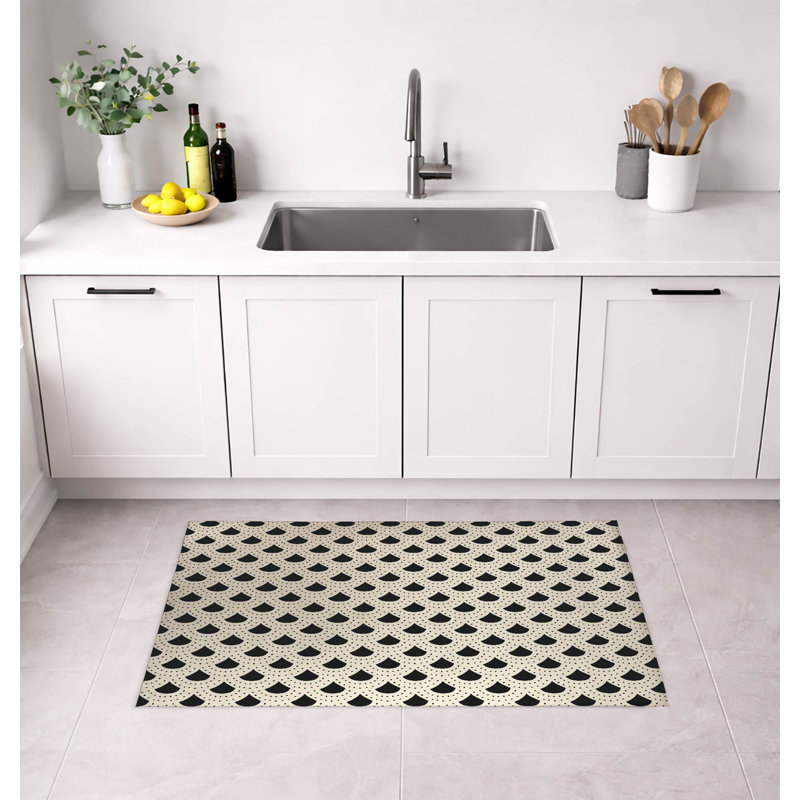 Tapis de cuisine à pois, Rectangle 2' x 3', Midnight Charcoal Geometric