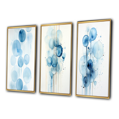 «Tranquility Vintage Light Blue Circles II», 3 pièces sur toile