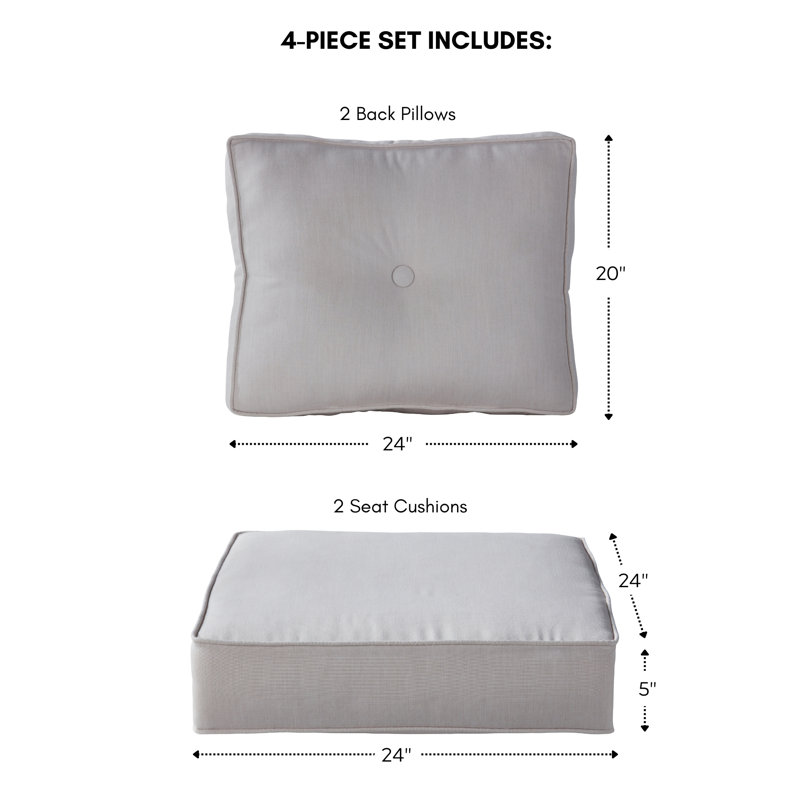 Sunbrella 4-Piece Deep Seat Cushion Set, Cast Pumice