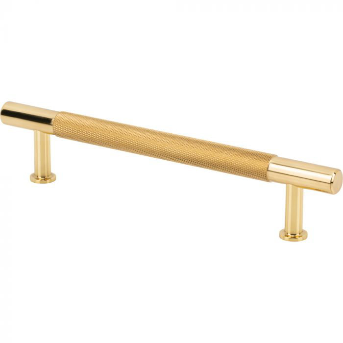 Beliza Knurled Bar Pull, Polished Brass, 5 1/16"