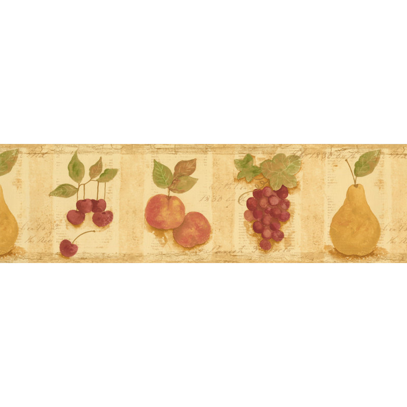 Bordure de papier peint à raisins en raisins de couleur l 15 pi x l 7 po pomme de style rétro
