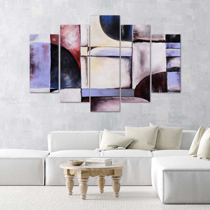 Violet Abstraction - 5 Piece Wrapped Canvas Print, 70cm H x 100cm W