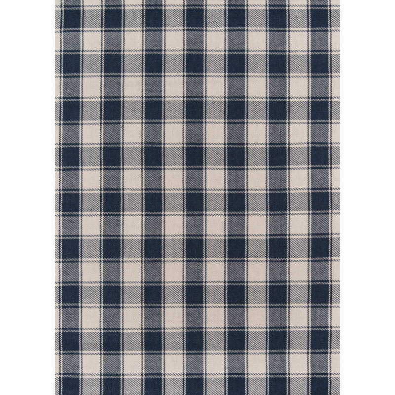 Marlborough Wool Plaid Area Rug in Navy Blue/Ivory, Rectangle 3'6" x 5'6"