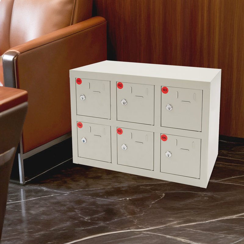 6-Compartment Cell Phone Locker With Charging Station