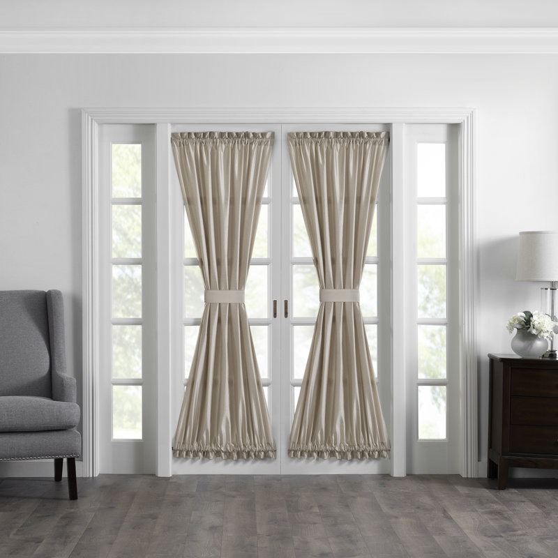 Panneau de rideau à porte française en polyester filtrant la lumière Mullan, Taupe