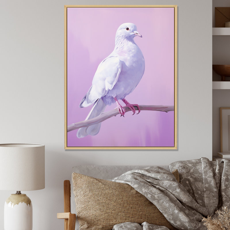 Colombe polie I sur toile, Cadre naturel flottant, H 44 po x l 34 po x P 1,5 po