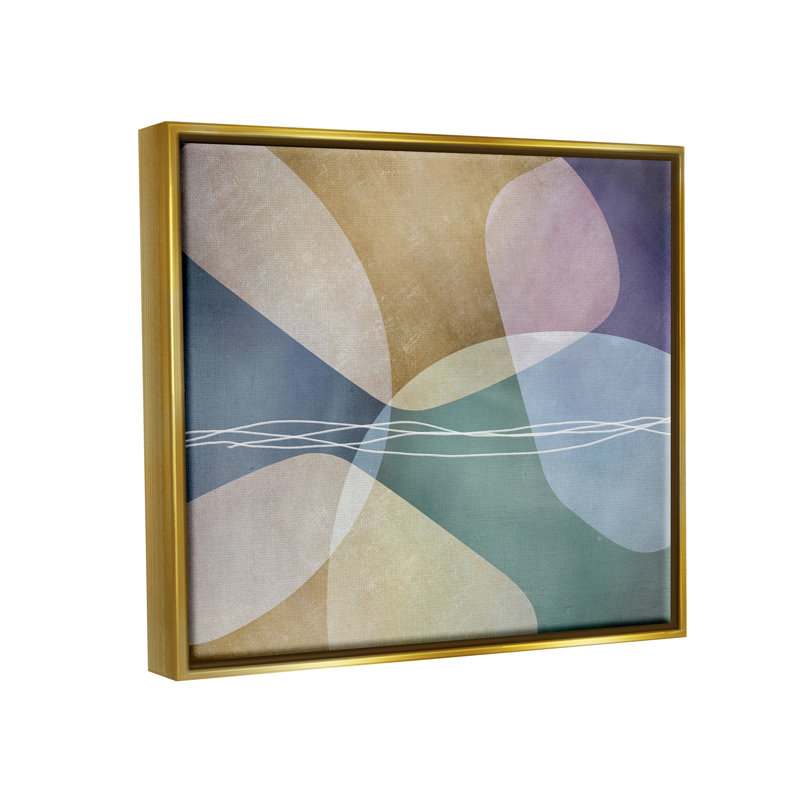 Contemporary Layered Shapes par Urban Epiphany, H 17 po x l 21 po x P 1,5 po, Cadre flottant gris lustré