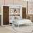 Wooden Murphy Bed Wall Bed with LED Lights, Storage Drawers and Wardrobes-1194452547