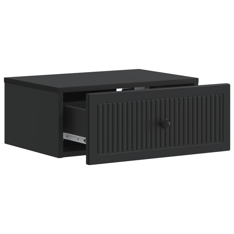 49cm W Manufactured Wood Bedside Table, Black